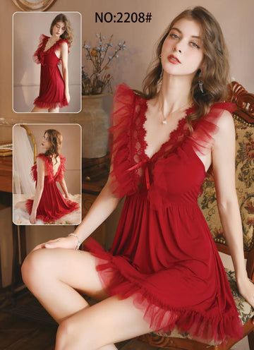 Maroon stylish Nighty - #2208