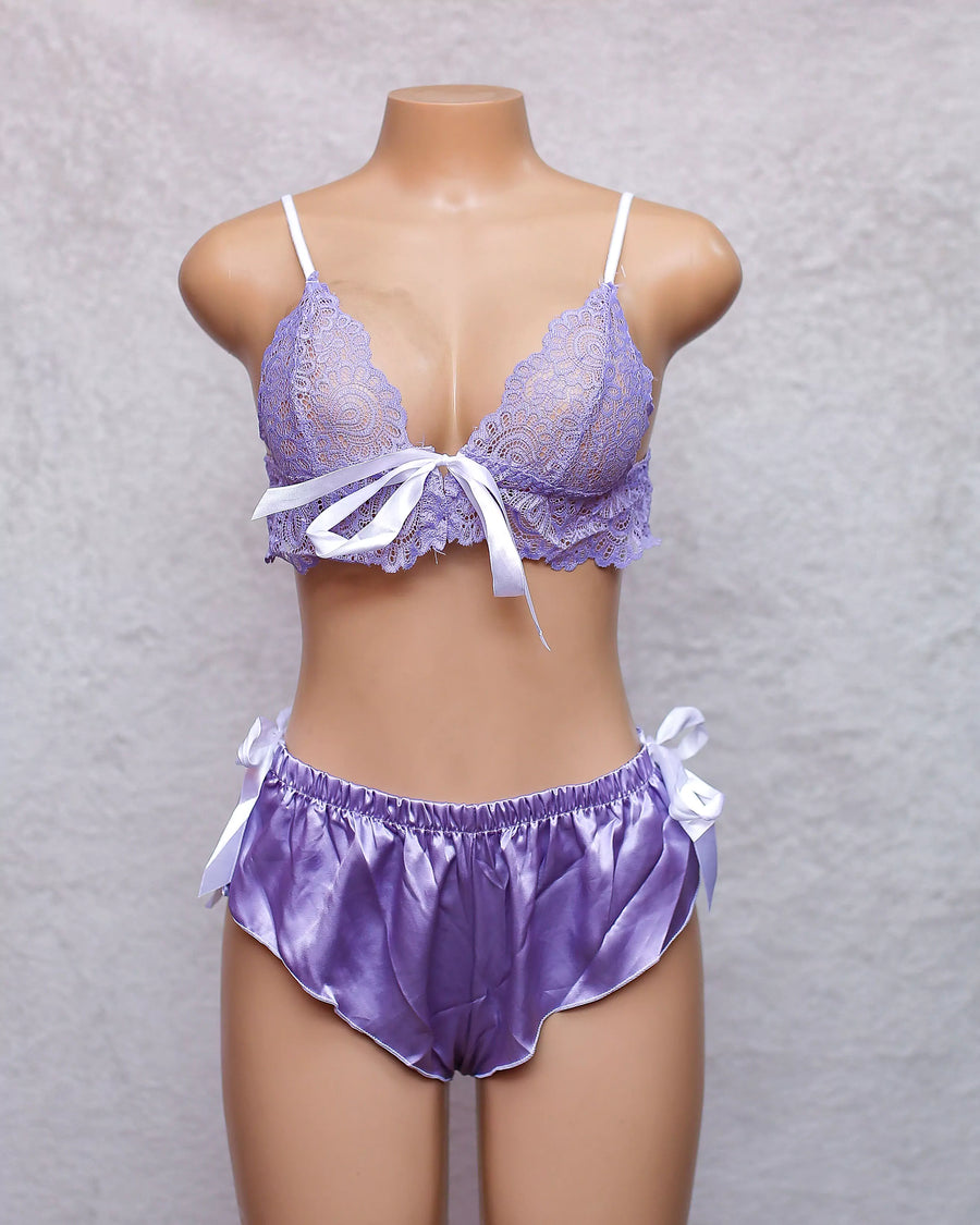 Rylan Bra Set With Ribbon - Purple