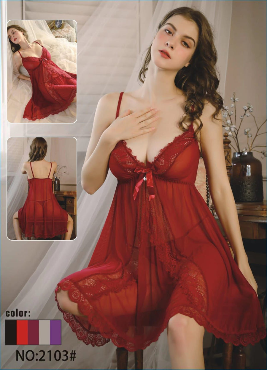 Deep Neck Nighty - #2103