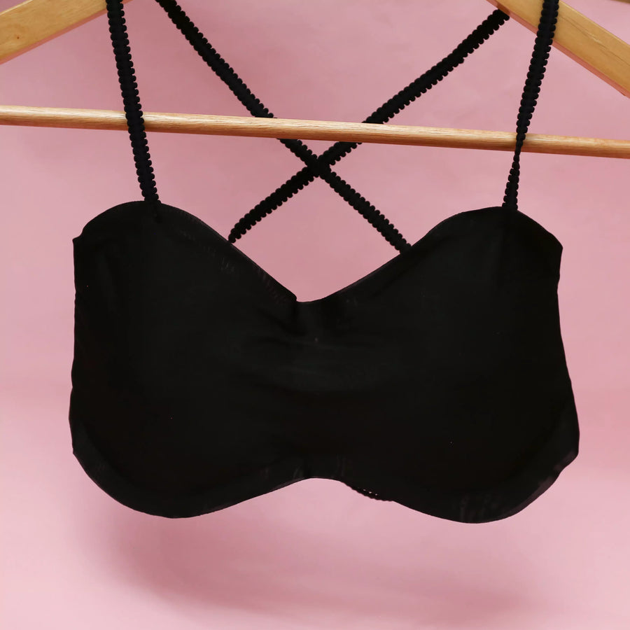 Plain Back Cross Free Size Bra