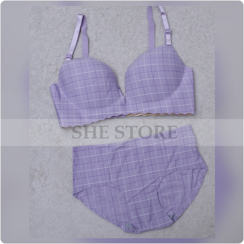 Check Soft Padded Bra Set With Premium Quality