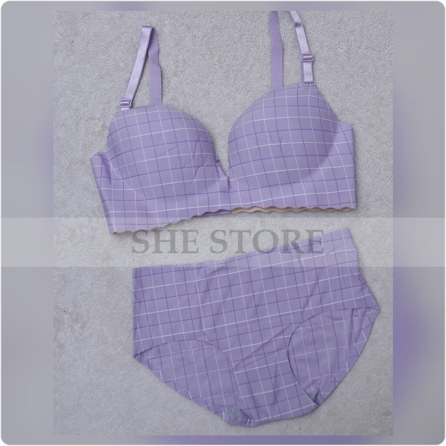 Check Soft Padded Bra Set With Premium Quality