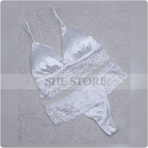 Deep V Neck Bra Set