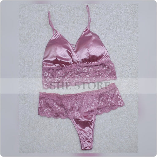 Deep V Neck Bra Set