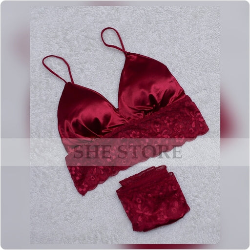 Deep V Neck Bra Set