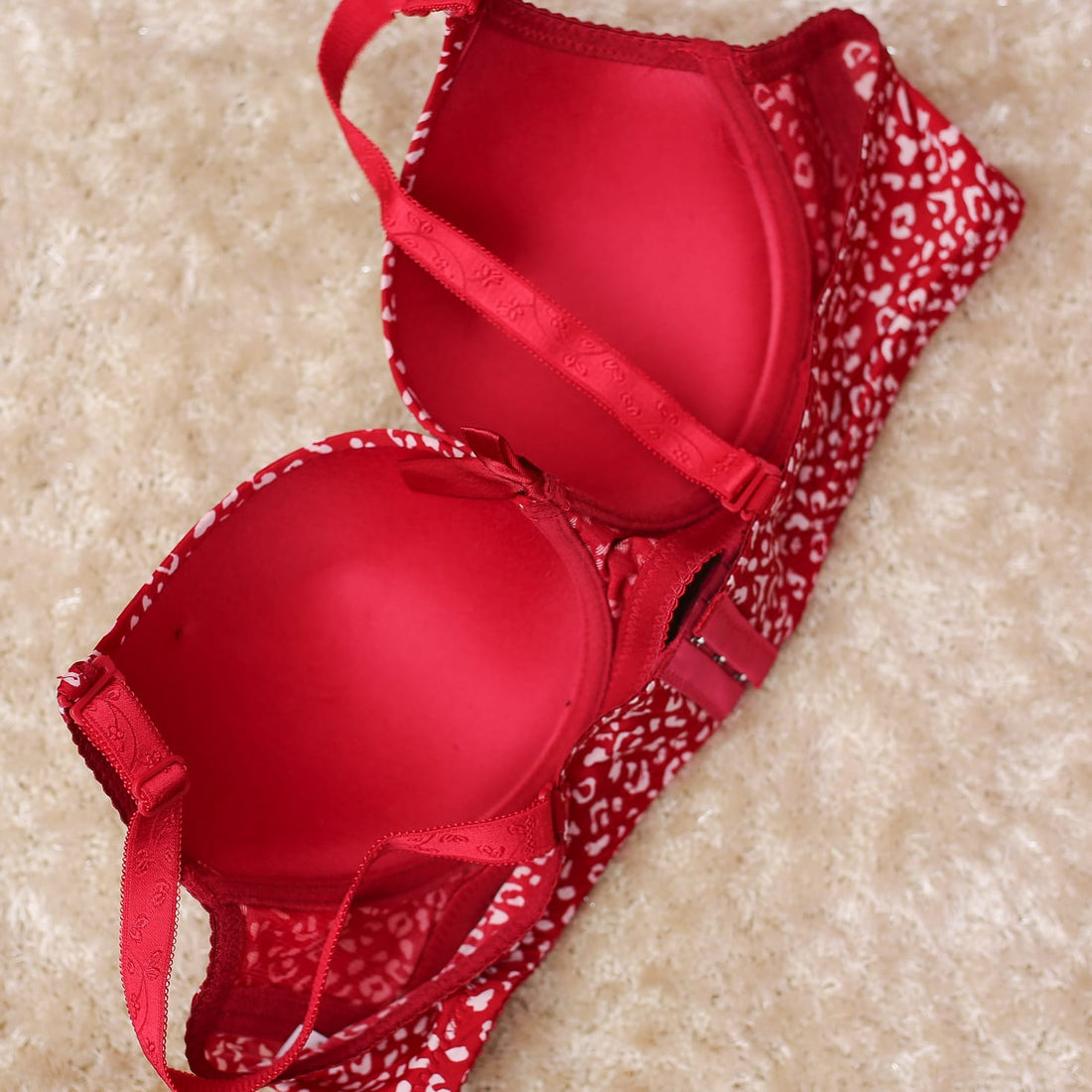 Dotted print padded bra set