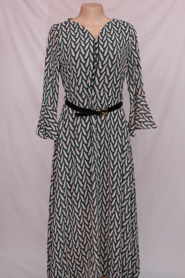 She Store Leaf Frock With Belt