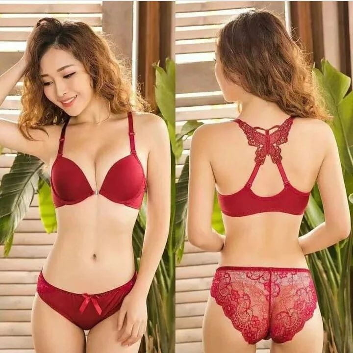 Front Open Back Butterfly Bra Set