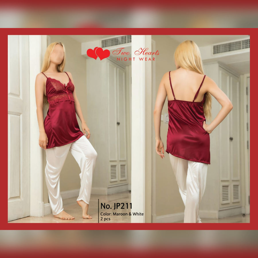 SLEEVELESS NIGHT SUIT -MAROON