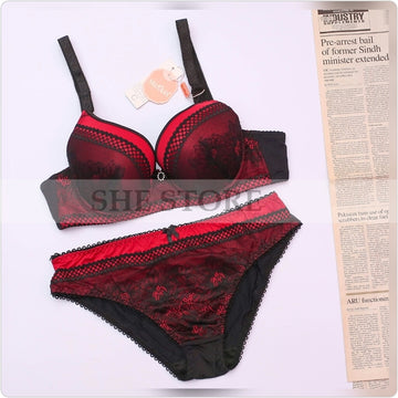 Ribbon Deep V Shape Bra Set – Shestore.pk