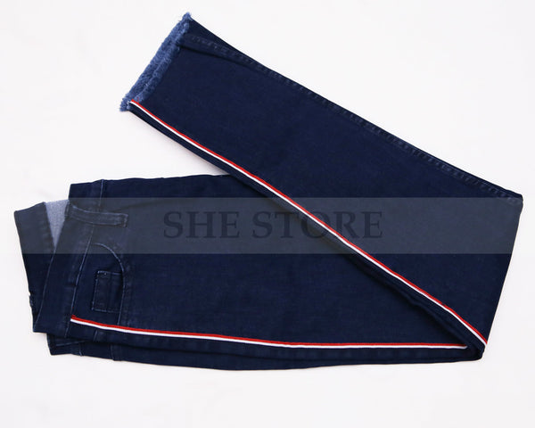 dark blue jeans